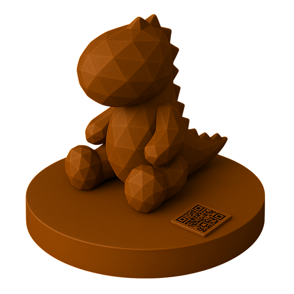 Cortenstalen 3d Dino met qr-code